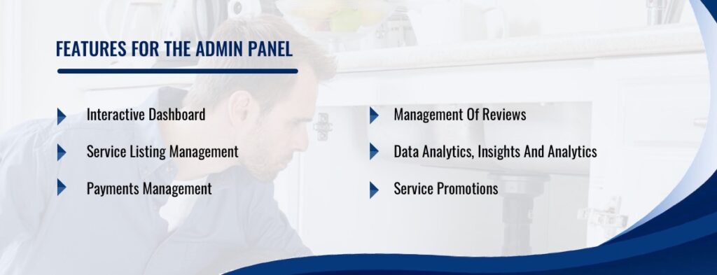 FEATURES FOR THE ADMIN PANEL